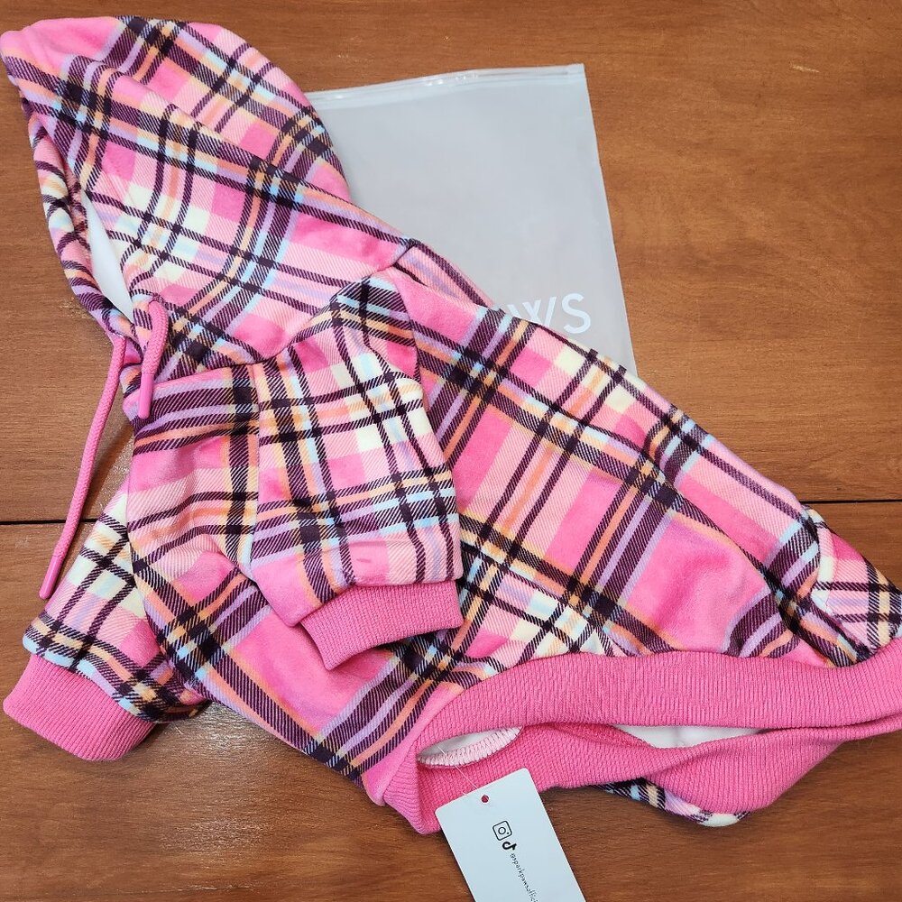Dog pink plaid sweatshirt hoodie